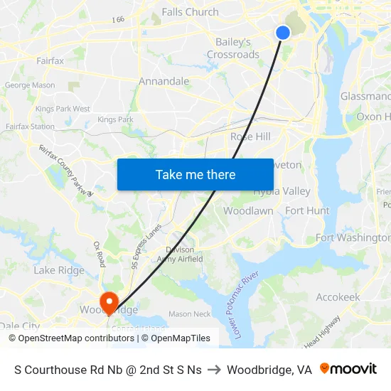 S Courthouse Rd Nb @ 2nd St S Ns to Woodbridge, VA map