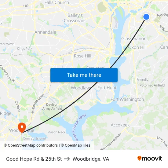 Good Hope Rd & 25th St to Woodbridge, VA map