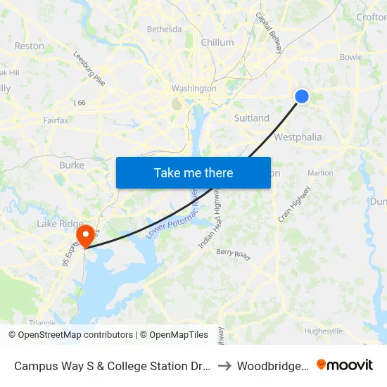 Campus Way S & College Station Dr (Pgcc) to Woodbridge, VA map