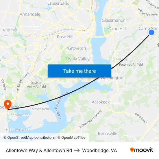Allentown Way & Allentown Rd to Woodbridge, VA map