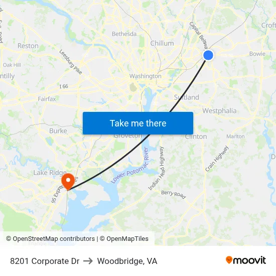 8201 Corporate Dr to Woodbridge, VA map