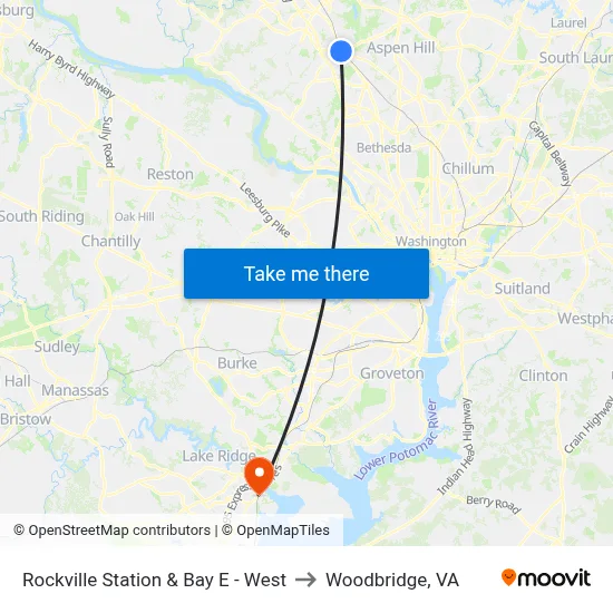 Rockville Station & Bay E - West to Woodbridge, VA map