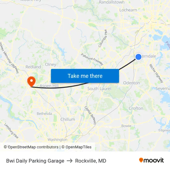 Bwi Daily Parking Garage to Rockville, MD map