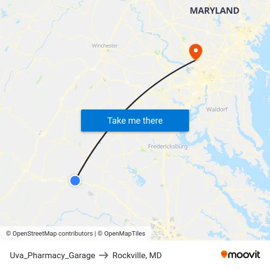 Uva_Pharmacy_Garage to Rockville, MD map