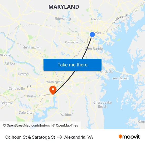 Calhoun St & Saratoga St to Alexandria, VA map