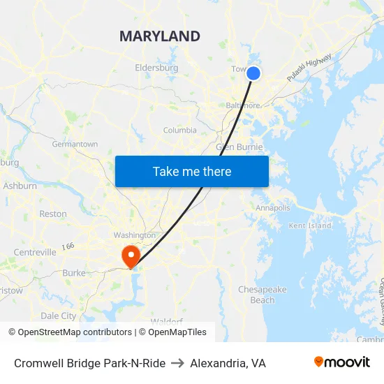 Cromwell Bridge Park-N-Ride to Alexandria, VA map