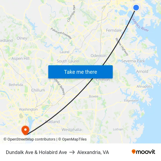 Dundalk Ave & Holabird Ave to Alexandria, VA map