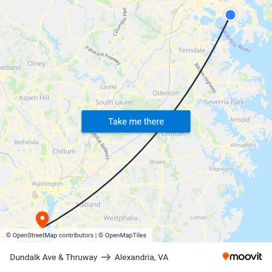 Dundalk Ave & Thruway to Alexandria, VA map