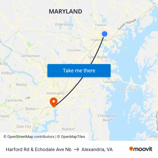 Harford Rd & Echodale Ave Nb to Alexandria, VA map