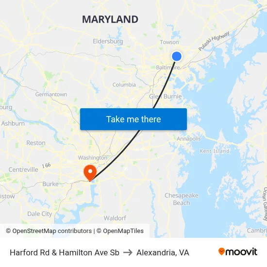 Harford Rd & Hamilton Ave Sb to Alexandria, VA map