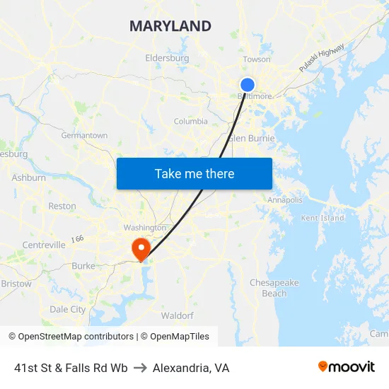 41st St & Falls Rd Wb to Alexandria, VA map