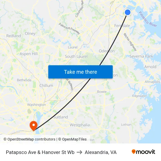 Patapsco Ave & Hanover St Wb to Alexandria, VA map