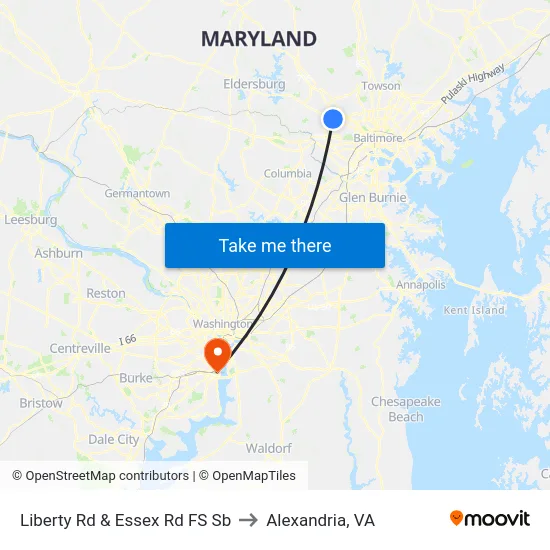 Liberty Rd & Essex Rd FS Sb to Alexandria, VA map