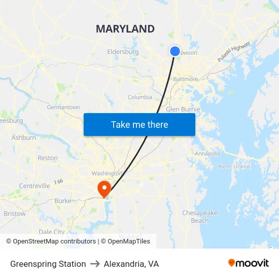 Greenspring Station to Alexandria, VA map