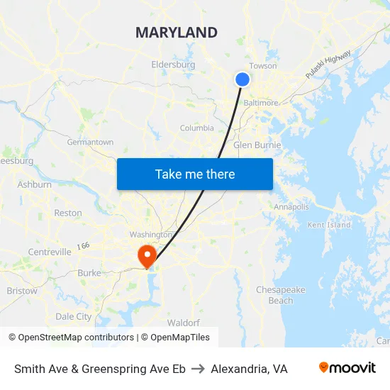 Smith Ave & Greenspring Ave Eb to Alexandria, VA map
