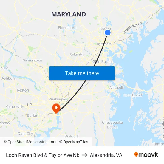 Loch Raven Blvd & Taylor Ave Nb to Alexandria, VA map