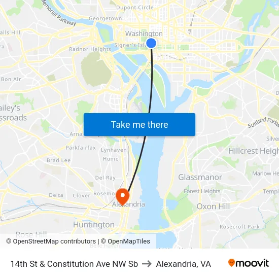 14th St & Constitution Ave NW Sb to Alexandria, VA map