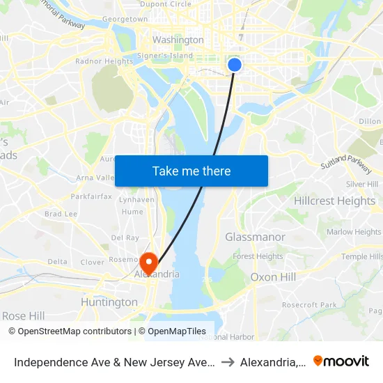 Independence Ave & New Jersey Ave SE Eb to Alexandria, VA map