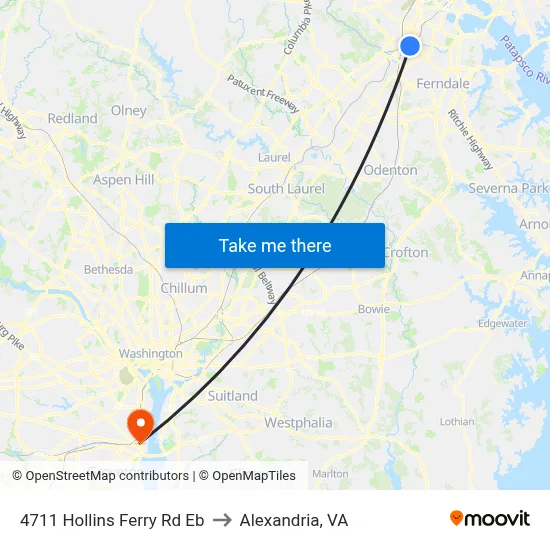 4711 Hollins Ferry Rd Eb to Alexandria, VA map