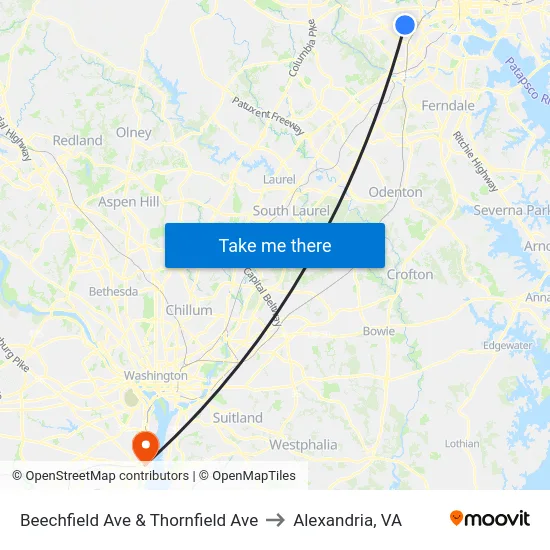 Beechfield Ave & Thornfield Ave to Alexandria, VA map