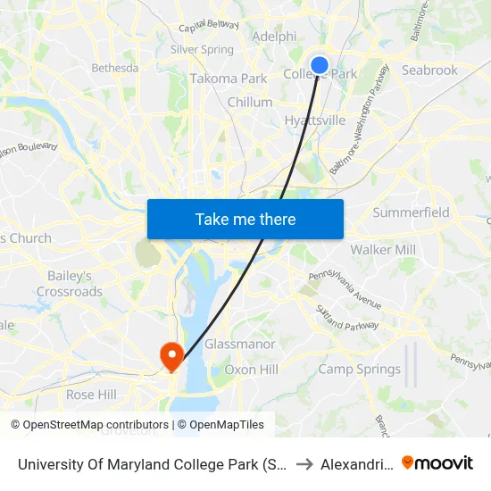 University Of Maryland College Park (Stadium Dr.) Nb to Alexandria, VA map