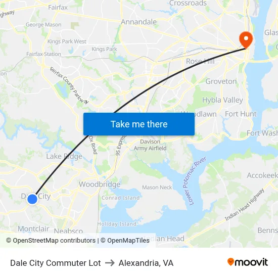 Dale City Commuter Lot to Alexandria, VA map