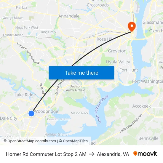 Horner Rd Commuter Lot Stop 2 AM to Alexandria, VA map