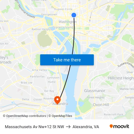Massachusets Av Nw+12 St NW to Alexandria, VA map