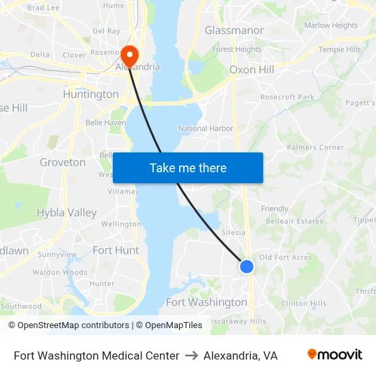 Fort Washington Medical Center to Alexandria, VA map