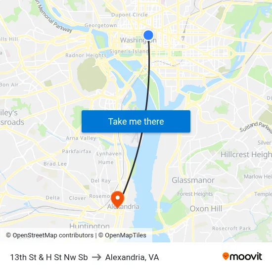 13th St & H St Nw Sb to Alexandria, VA map