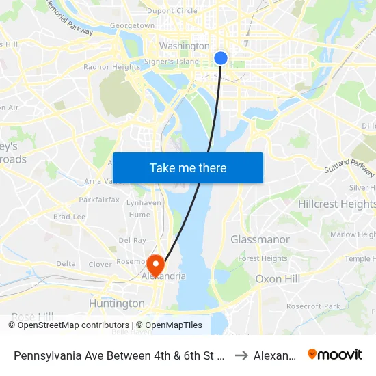 Pennsylvania Ave Between 4th & 6th St Nw (Canadian Embassy) to Alexandria, VA map