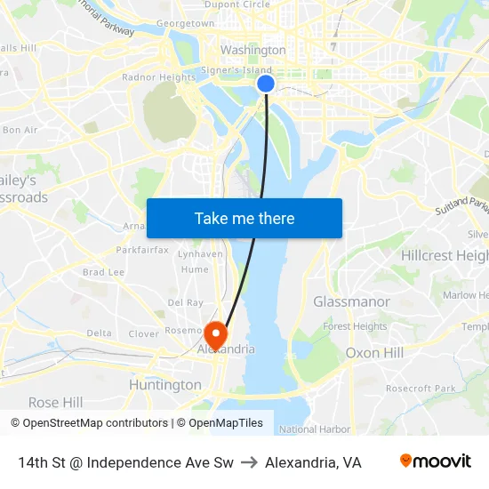 14th St @ Independence Ave Sw to Alexandria, VA map