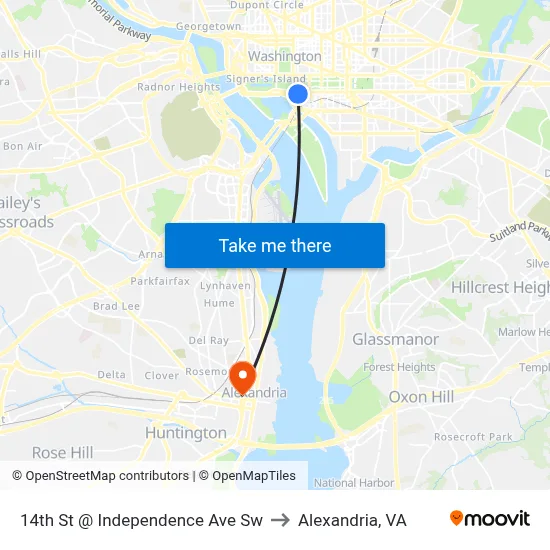 14th St @ Independence Ave Sw to Alexandria, VA map