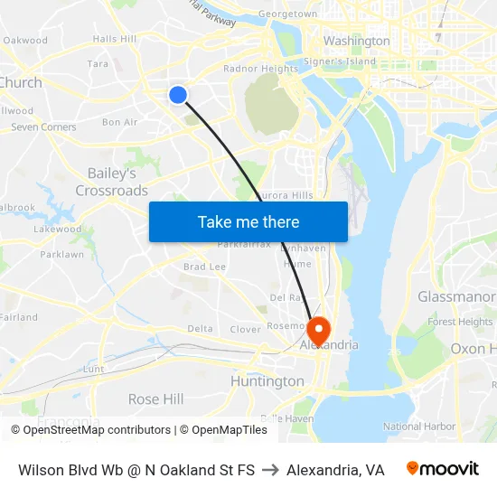 Wilson Blvd Wb @ N Oakland St FS to Alexandria, VA map