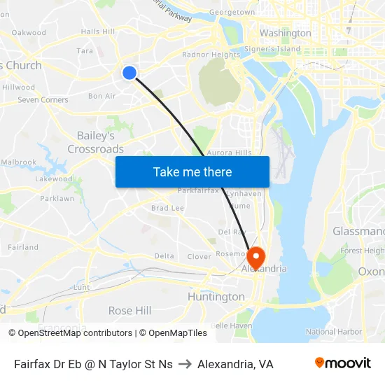 Fairfax Dr Eb @ N Taylor St Ns to Alexandria, VA map
