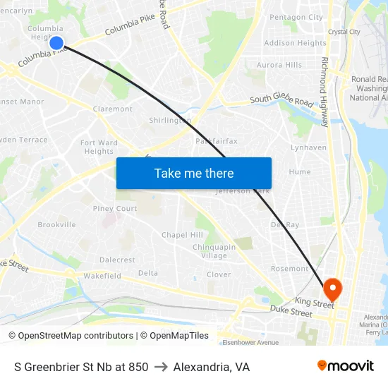 S Greenbrier St Nb at 850 to Alexandria, VA map