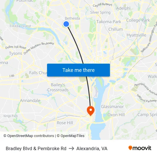 Bradley Blvd & Pembroke Rd to Alexandria, VA map