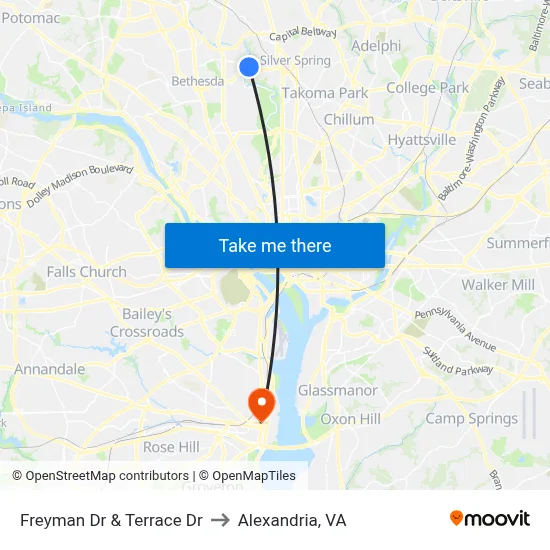 Freyman Dr & Terrace Dr to Alexandria, VA map
