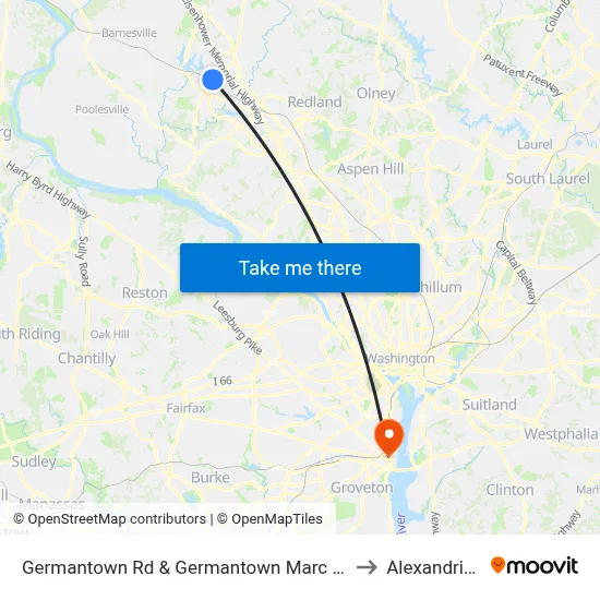 Germantown Rd & Germantown Marc Park & Ride to Alexandria, VA map