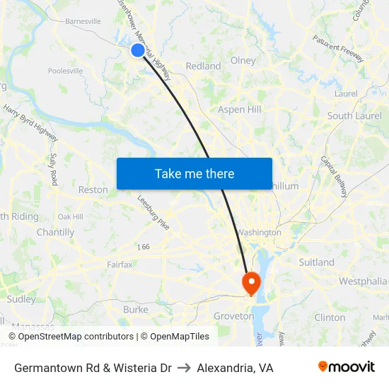 Germantown Rd & Wisteria Dr to Alexandria, VA map