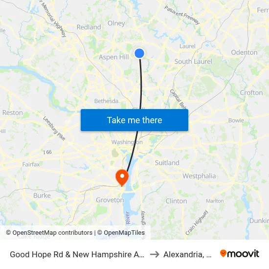 Good Hope Rd & New Hampshire Ave to Alexandria, VA map