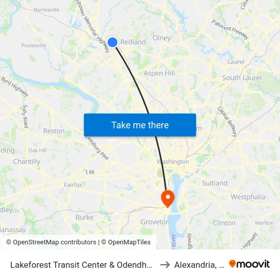 Lakeforest Transit Center & Odendhal Ave to Alexandria, VA map