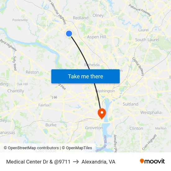 Medical Center Dr & @9711 to Alexandria, VA map