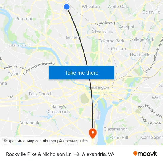Rockville Pike & Nicholson Ln to Alexandria, VA map