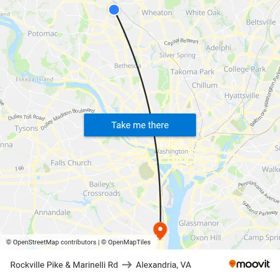 Rockville Pike & Marinelli Rd to Alexandria, VA map