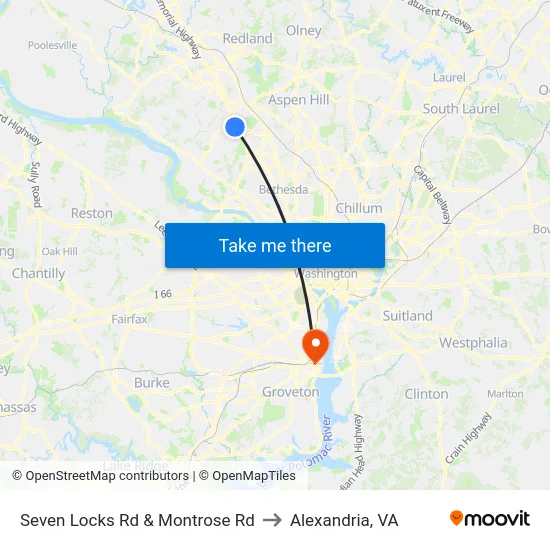 Seven Locks Rd & Montrose Rd to Alexandria, VA map
