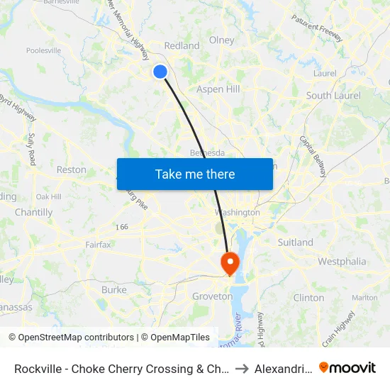 Rockville - Choke Cherry Crossing & Choke Cherry Rd to Alexandria, VA map