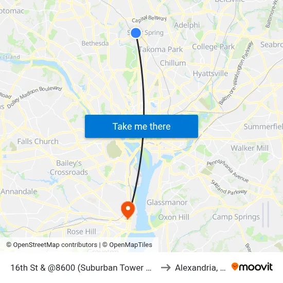 16th St & @8600 (Suburban Tower Apts) to Alexandria, VA map