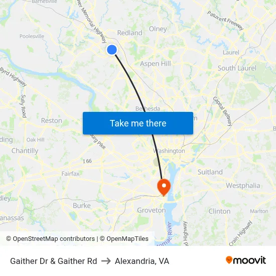 Gaither Dr & Gaither Rd to Alexandria, VA map