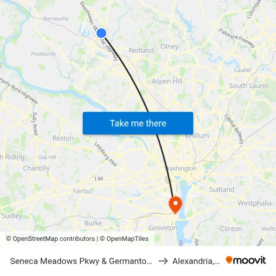 Seneca Meadows Pkwy & Germantown Rd to Alexandria, VA map
